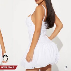 Serena Poplin Bubble Mini Dress - White